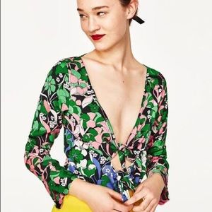 Zara floral print bodysuit